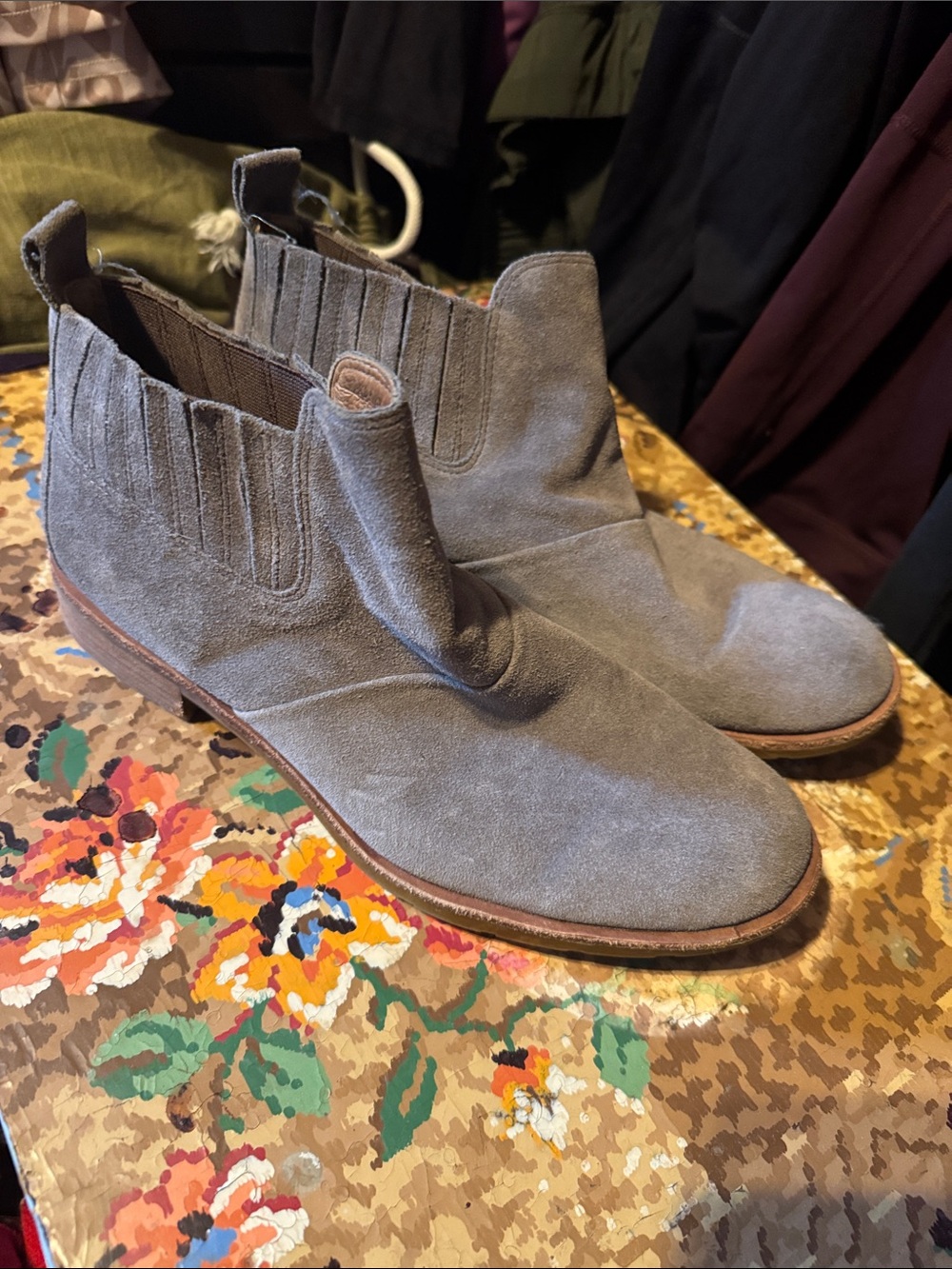 Sofft Gray Suede Chelsea Ankle Boots